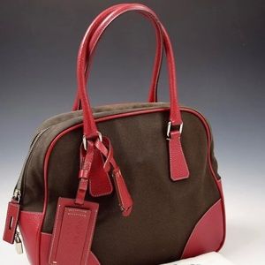 AUTHENTIC PRADA LEATHER “BOSTON” HANDBAG / PURSE